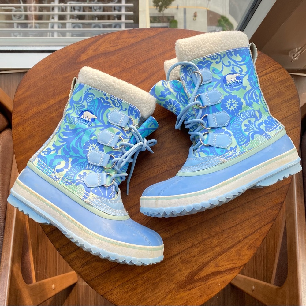 Sorel Floral Insulated Snow Winter Boots Size 6